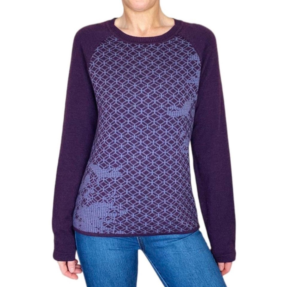Prana Purple Geometric Printed Crewneck Sweater
